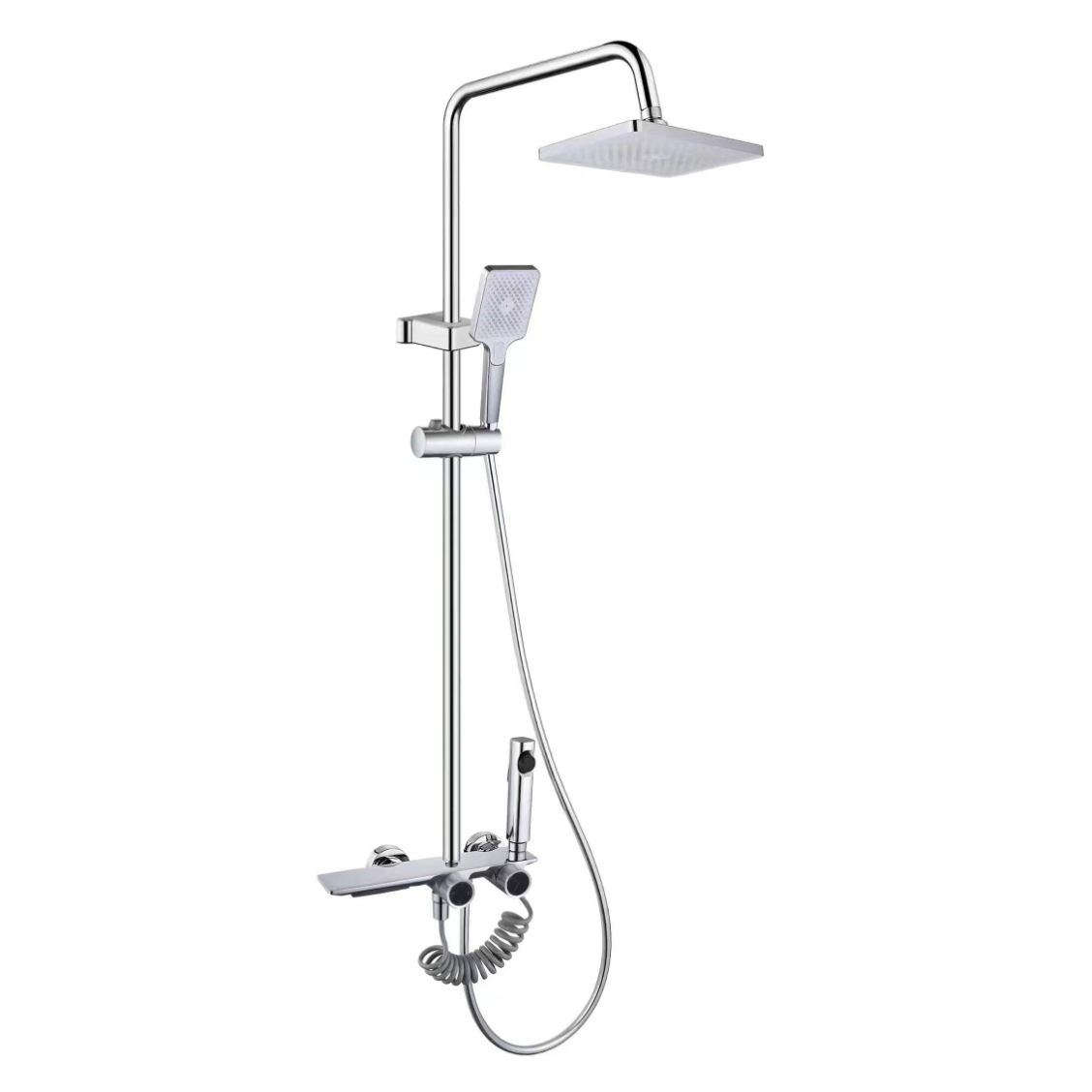 Hoʻonohonoho ʻia ʻo Chrome Square Rain Shower me nā kī ʻelua